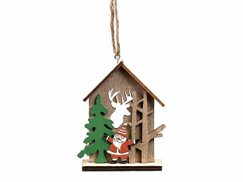 Украшение елочное деревянное Объёмная сказка 6,5*2*9 см (Китай)