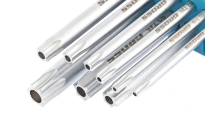 Набор ключей имбусовых TORX-TT, 9 шт: T10-T50, удлиненные, S2, сатинированные Gross16407 (Китай)