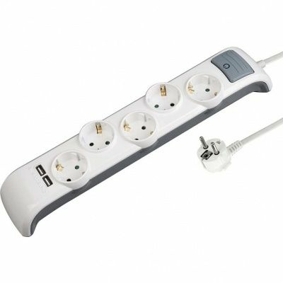 Удлинитель 5 розеточный +2USB кабель ПВС 3Х1,0 мм2 2м (Латвия)