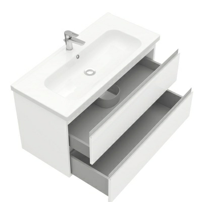 Тумба подвесная ELECTRA 100 под умывальник Creavit Ideal 100, УЛЬТРА белый глянец, LE-WCAB-100-101 (Беларусь)