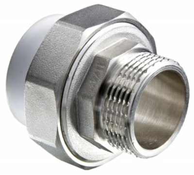 Муфта разъемная комбинированная ПП с наруж. резьбой 32*1" серая