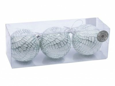 Набор шаров елочных пластмассовых Белбогемия белый 3 штуки 8 см (Китай)