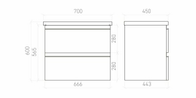 Тумба подвесная ELECTRA 70 УЛЬТРА белый глянец под умывальник Creavit Ideal 70 (Беларусь)