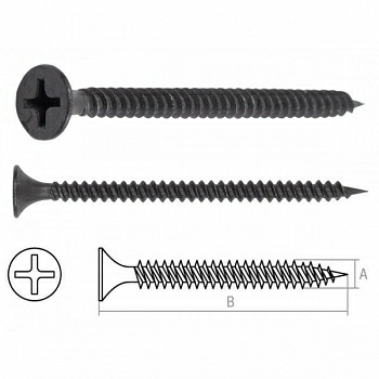 Саморез 3.5х35 мм для монтажа ГКЛ к металлу, фосфат (200шт) (Китай)