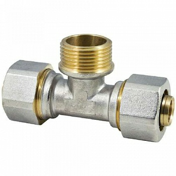 Тройник переходной с наружной резьбой 16 мм*1/2"*16мм