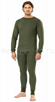 Белье нательное х/б с начесом цв. темно-оливковый (размер: 56/182-188) (Россия)
