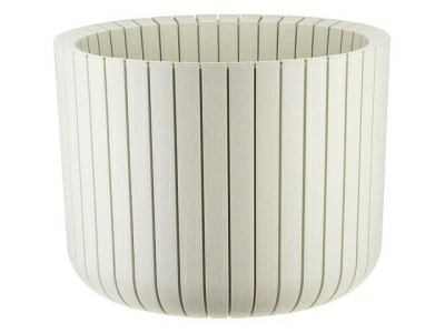 Кашпо Шато пластиковое 8л белый ротанг (Россия)