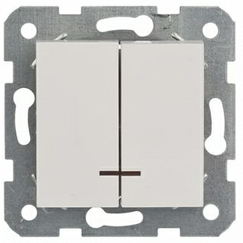 Выключатель 2-кл с индикацией белый без рамки (Турция)