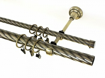 Карниз 25+16мм двухрядный Антик витой 2,0м (Китай)