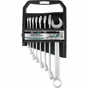 Набор ключей комбинированных STELS 8-19мм 8шт., CrV матовый хром (Индия)