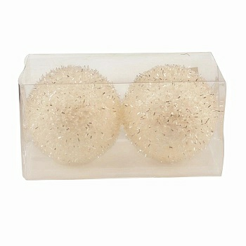 Набор новогодних шаров Ausini 10 см, 2 шт белый V5025 (Китай)