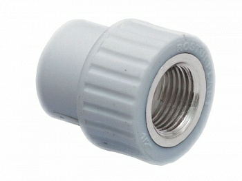 Муфта комбинированная ПП с внутренней резьбой d20х1/2 серая