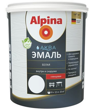 Эмаль Alpina Аква акриловая водно-дисперсионная по дереву и металлу белая (Беларусь) в Борисове