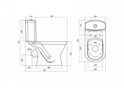 Унитаз-компакт Алькор 1WH302196 с диагональным выпуском, антивсплеск (Россия)