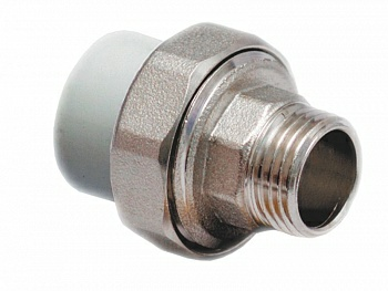 Муфта комбинированная разъемная ПП с наруж. резьбой d 20х1/2″ Муфта комбинированная разъемная ПП с наруж. резьбой d 20х1/2″
