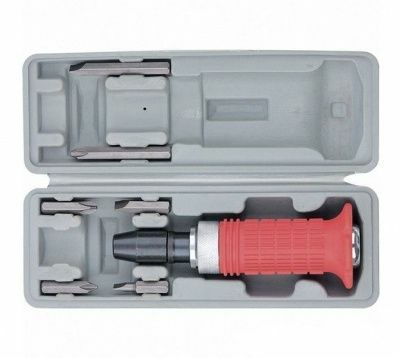 Отвертка ударно-поворотная 1/2", набор бит, 6 штук, обрезиненная ручка, в пластмассовом боксе, MATRIX 11579 (Россия)