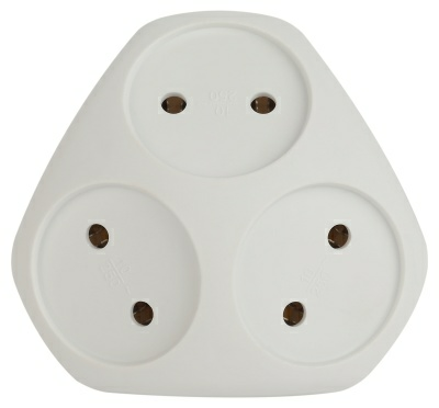 Разветвитель электрический (тройник) ЭРА SPx-3-W на 3 розетки без заземления 10А белый (Китай)