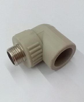 Угольник комбинированный ПП с наружней резьбой d25*1,2" серый
