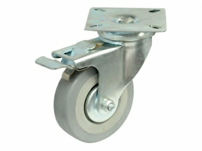 Опора колёсная d50 мм на площадке с фиксатором резиновая (Китай)