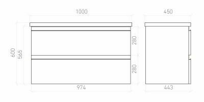 Тумба подвесная ELECTRA 100 дуб Рока под умывальник Creavit Ideal 100 (Беларусь)