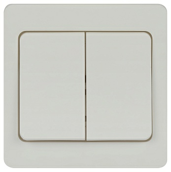 Выключатель 7-104-01 Style 2-клавишный 10А-250В, IP20 белый (Китай)