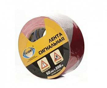 Лента сигнальная бело-красная Aviora 50мм/200м (Китай)