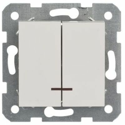Выключатель 2-кл с индикацией белый без рамки (Турция)