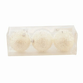 Набор новогодних шаров Ausini 8 см, 3 шт, белый V5024 (Китай)