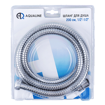 Шланг для душа конус имп 1/2" + имп 1/2" длина 2м в блистере AQUALINE (Россия)