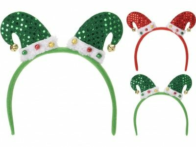 Украшение новогоднее текстильное обруч на голову Колпаки 20*23*21 см (Китай)