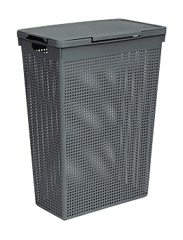 Корзина для белья узкая Лофт 50 л, серый, Violet 5650018 (Россия)