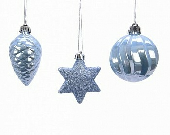 Фигура новогодняя (в ассортименте 3 шт.) в связке пластик, голубая сталь 027465 (Польша)