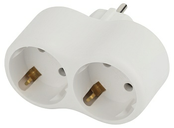 Разветвитель электрический ЭРА SPx-2e-W на 2 розетки с заземлением 16А белый (Китай)