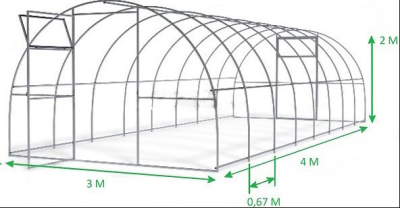 Каркас теплица Садовод Элит-40 40*20 0,67м (4х3х2м) 0,7мм (Беларусь)