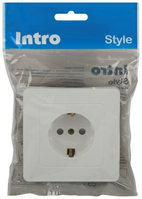 Розетка 2P+E Schuko со шторками, 16А-250В, IP20, СУ, белый (Китай)