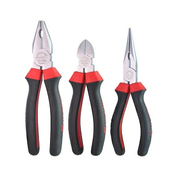 Набор цангового инструмента, 3шт. (пассатижи 180мм, длинногубцы 200мм, бокорезы 160мм), Red Stripe (Китай) Набор цангового инструмента, 3шт. (пассатижи 180мм, длинногубцы 200мм, бокорезы 160мм), Red Stripe (Китай)