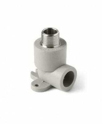 Угольник PP-R комбинированный с креплением НР Дн 20*1/2" серый