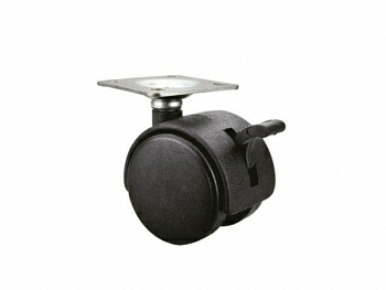 Опора колёсная d-40мм на площадке с фиксатором пластмасса (Китай)