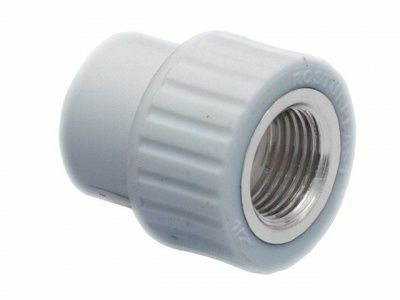 Муфта комбинированная ПП с внутр.резьбой d25*1/2" серая