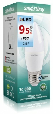 Лампа светодиодная (LED) Smartbuy-C37-9,5W/4000/E27 (Китай)