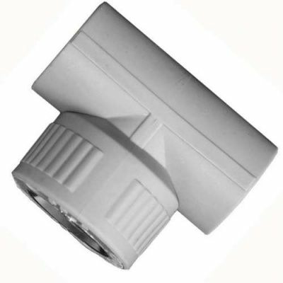 Тройник комбинированный ПП с внутр. резьбой d32х3/4"х32 серый