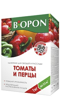 БИОПОН Удобрение для овощей и рассады Томаты и перцы 1кг (Польша)