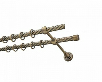 Карниз 16мм+16мм двухрядный Антик витой 3,0м (Китай)