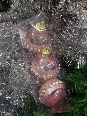 Новогоднее украшение Набор шаров 8 см 3 штуки (Китай)