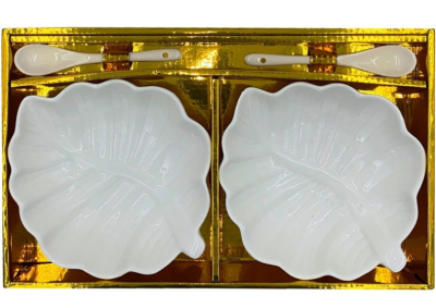 Набор подарочный (салатница 2 шт, ложка 2 шт) из фарфора NS-3 (Китай)