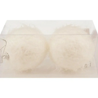 Набор новогодних шаров 10 см, 2 шт белый V5163 (Китай)