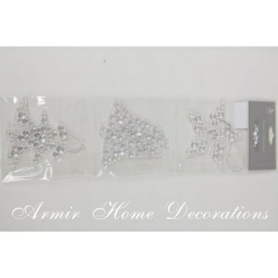 Подвеска из пластика новогодняя Снежинка Колокольчик Елка 10 см (Польша)