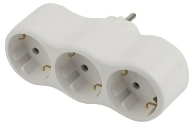 Разветвитель электрический ЭРА SPx-3e-W на 3 розетки с заземлением 16А белый (Китай)