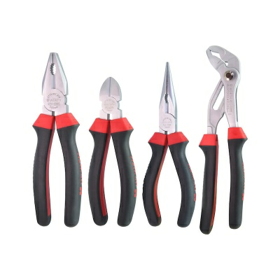 Набор цангового инструмента, 4шт. (пассатижи 180мм, длинногубцы 200мм, бокорезы 160мм, трубный ключ) (Китай)