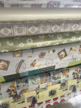 Клеенка столовая ПВХ на тканевой основе "Laura" в ассортименте (Китай) Клеенка столовая ПВХ на тканевой основе "Laura" в ассортименте (Китай)